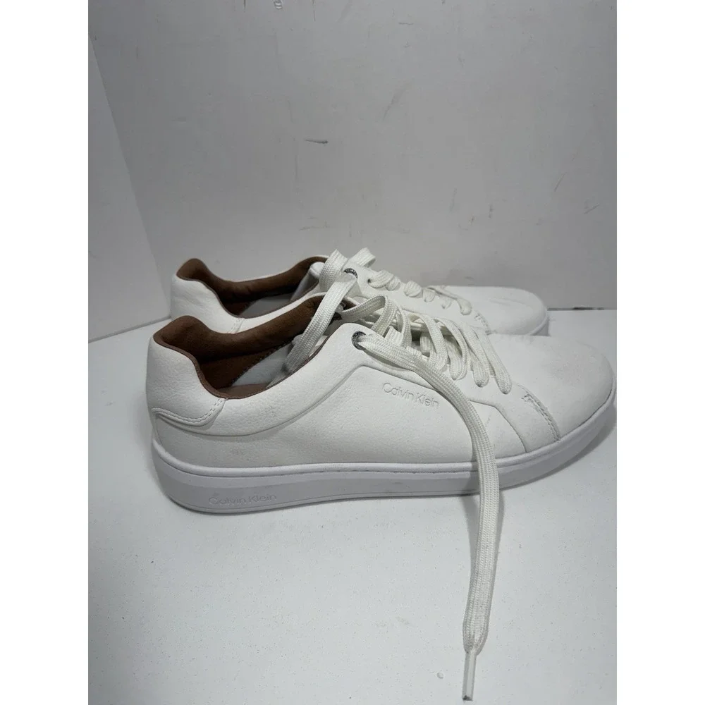 Calvin Klein Wivlo Lace Up Casual Sneakers CMWIVLO-R Men's Sz 10.5 White See Pic